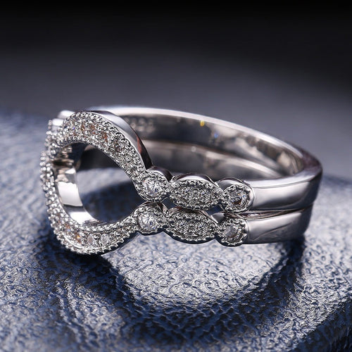 Creative Lovesick Arch Bridge Shape Zircon Ring, Valentine's Day Gift Fashion Hand Jewelry