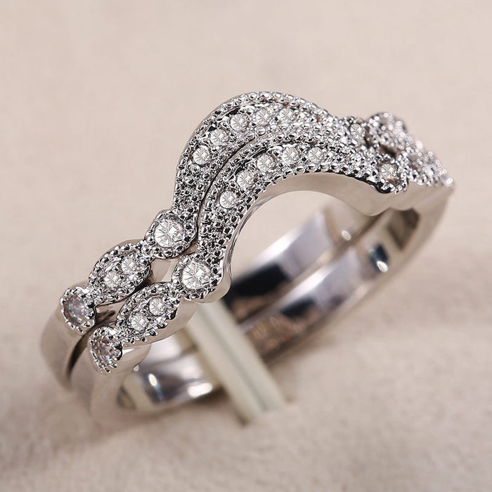 Creative Lovesick Arch Bridge Shape Zircon Ring, Valentine's Day Gift Fashion Hand Jewelry