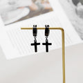 Punk Rock Stainless Steel Cross Dangle Non Pierced Hoop Clip Earrings For Women Men Earrings view 3