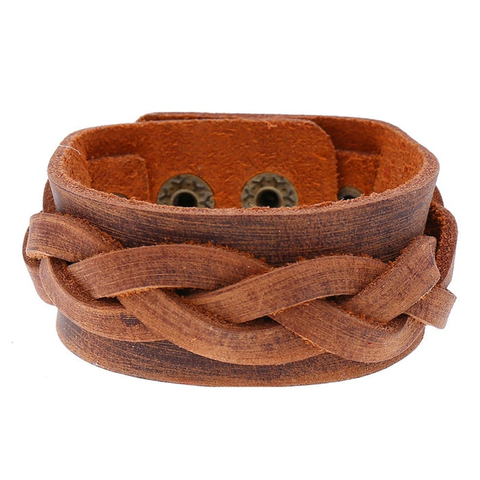 Vintage Ethnic Style Braided Cowhide Leather Bracelet For Men, Simple European Fashion Jewelry