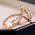 European Rose Gold Diamond Inlaid Rhombus Line Ring V Shape Cross Jewelry view 4