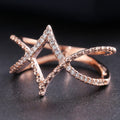 European Rose Gold Diamond Inlaid Rhombus Line Ring V Shape Cross Jewelry view 1