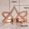 European Rose Gold Diamond Inlaid Rhombus Line Ring V Shape Cross Jewelry view 5