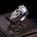 Creative Hollow Carved Floral Prong Set Zircon Ring For Women Fashion Jewelry Accessory view 2