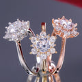 Fresh Crystal Flower Micro Pave Zircon Ring For Women Korean Japanese Minimalist Jewelry view 3