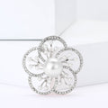 Alloy Rhinestone Pearl Flower Brooch Pin For Coats view 2