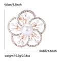 Alloy Rhinestone Pearl Flower Brooch Pin For Coats view 6