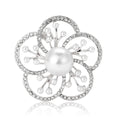 Alloy Rhinestone Pearl Flower Brooch Pin For Coats view 5