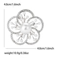 Alloy Rhinestone Pearl Flower Brooch Pin For Coats view 4