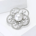 Alloy Rhinestone Pearl Flower Brooch Pin For Coats view 3