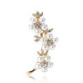 Alloy Pearl Rhinestone Floral Vine Brooch For Women's Apparel view 5