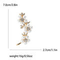 Alloy Pearl Rhinestone Floral Vine Brooch For Women's Apparel view 4