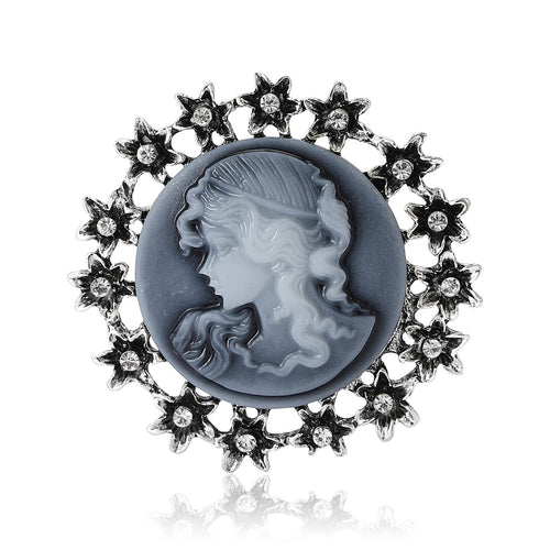 Alloy Vintage Lady Portrait Brooch For Coats And Suits