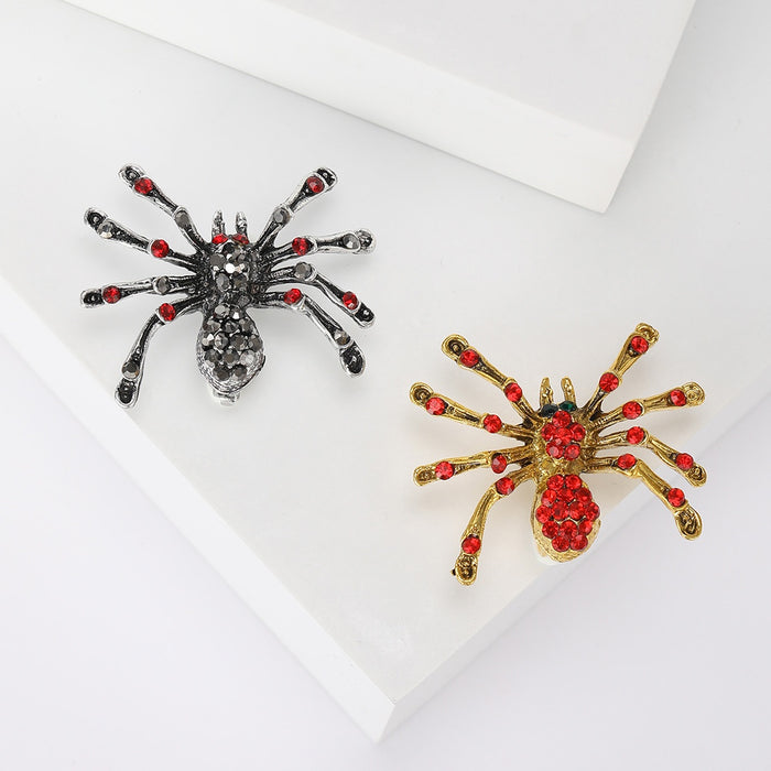 Alloy Rhinestone Spider Brooch For Coats Suits And Apparel