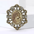 Alloy Rhinestone Lady Portrait Brooch Pin For Clothing Decoration view 2