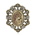 Alloy Rhinestone Lady Portrait Brooch Pin For Clothing Decoration view 5