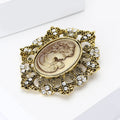 Alloy Rhinestone Lady Portrait Brooch Pin For Clothing Decoration view 3