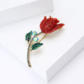 Alloy Rhinestone Rose Flower Brooch For Women's Apparel view 4
