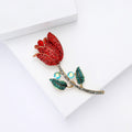 Alloy Rhinestone Rose Flower Brooch For Women's Apparel view 3
