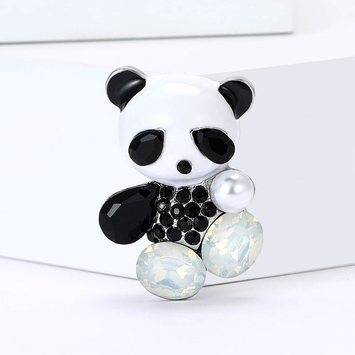 Alloy Enamel Panda Brooch Pin For Suits And Cardigans