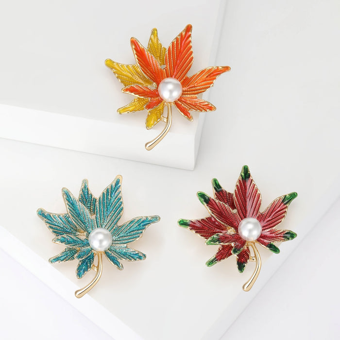 Alloy Enamel Maple Leaf Brooch Pin For Suits And Scarves