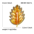 Alloy Enamel Rhinestone Leaf Brooch For Fresh Apparel Decoration view 5
