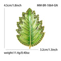 Alloy Enamel Rhinestone Leaf Brooch For Fresh Apparel Decoration view 4
