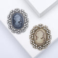 Vintage Alloy Rhinestone Lady Head Brooch For Elegant Apparel Accessories view 1