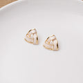 Elegant Vintage Geometric Triangle White Enamel Gold Plated Alloy French Minimalist Stud Earrings view 4
