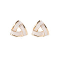 Elegant Vintage Geometric Triangle White Enamel Gold Plated Alloy French Minimalist Stud Earrings view 5