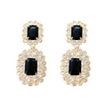 Vintage Luxury Minimalist Geometric Square Full Rhinestone Alloy Stud Earrings view 5