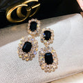 Vintage Luxury Minimalist Geometric Square Full Rhinestone Alloy Stud Earrings view 3