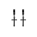 Stainless Steel Cross Dangle Hoop Clip On Ear Cuffs For Women Men No Piercing Alloy Earrings view 5