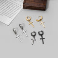 Stainless Steel Cross Dangle Hoop Clip On Ear Cuffs For Women Men No Piercing Alloy Earrings view 1