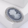 Alloy Rhinestone Vintage Lady Head Brooch Pin And Scarf Clip view 4