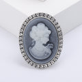 Alloy Rhinestone Vintage Lady Head Brooch Pin And Scarf Clip view 2