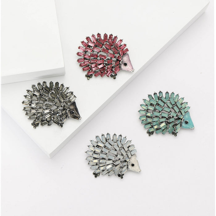 Alloy Rhinestone Hedgehog Brooch Pin For Suit And Cardigan Decoration