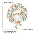 Alloy Rhinestone Pearl Round Brooch Pin For Suits And Coats view 5