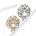 Alloy Rhinestone Pearl Round Brooch Pin For Suits And Coats view 3