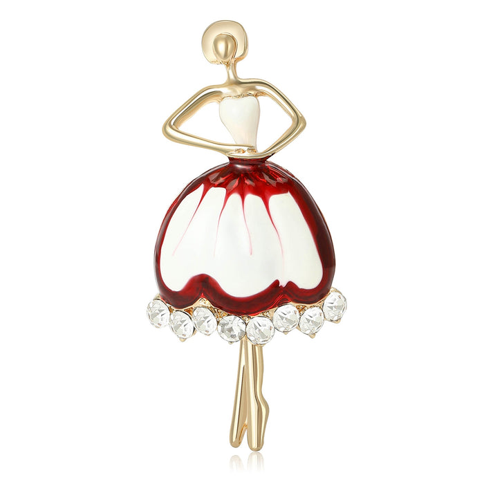 Alloy Rhinestone Ballet Girl Brooch Pin For Fashion Apparel