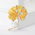 Enamel Alloy Lotus Leaf Pearl Brooch For Elegant Clothing Decoration view 2