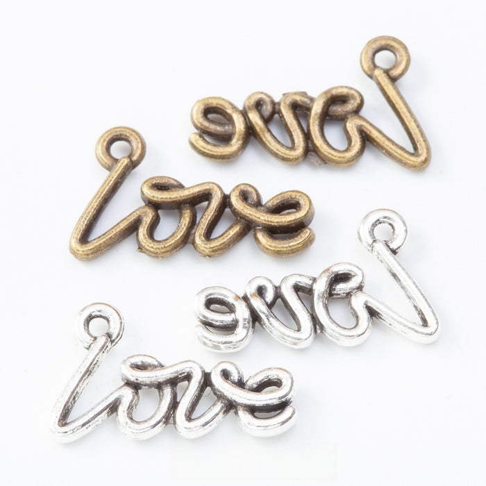 Zinc Alloy LOVE Letters Charm Pendant No.246062 for DIY Necklace Bracelet Jewelry Making