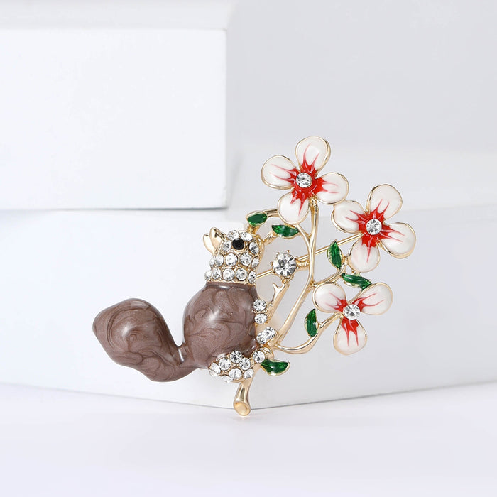 Alloy Enamel Squirrel Brooch Pin For Women's Blazers And Cardigans