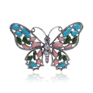 Alloy Enamel Rhinestone Butterfly Brooch Pin For Fashion Apparel – Purple