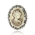 Vintage Alloy Rhinestone Lady Head Brooch Pin For Women's Apparel view 5