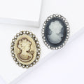 Vintage Alloy Rhinestone Lady Head Brooch Pin For Women's Apparel view 1