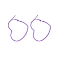 Vintage Taro Purple Hollow Heart Alloy Hoop Clip Studs For Girls Party Fashion Earrings view 5