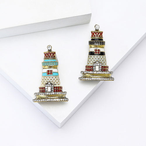 Enamel Alloy Pagoda Brooch Pin For Men And Women Clothing