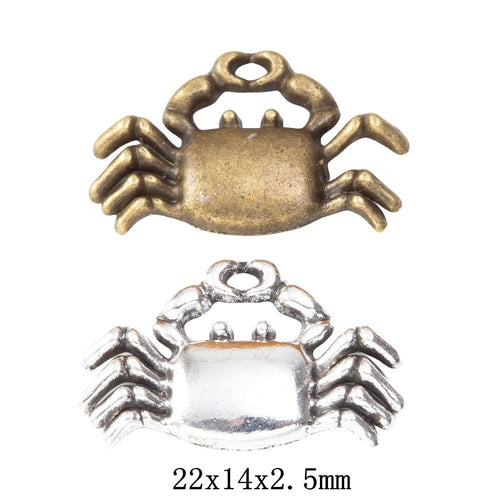 DIY Vintage Alloy Crab Charms For Bracelet Necklace Pendant Jewelry Making Accessories