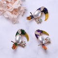 Alloy Enamel Pearl Parrot Brooch Pin For Clothing Fastening view 4